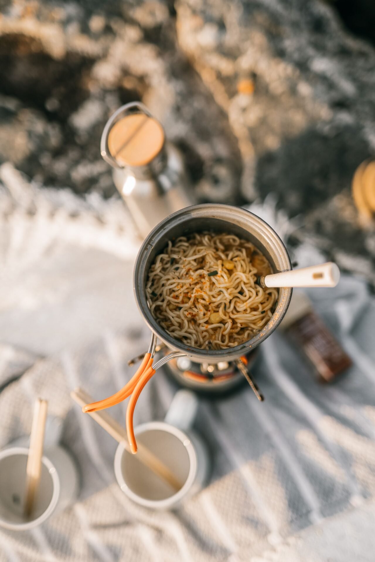 cooking ramen noodles in a pot