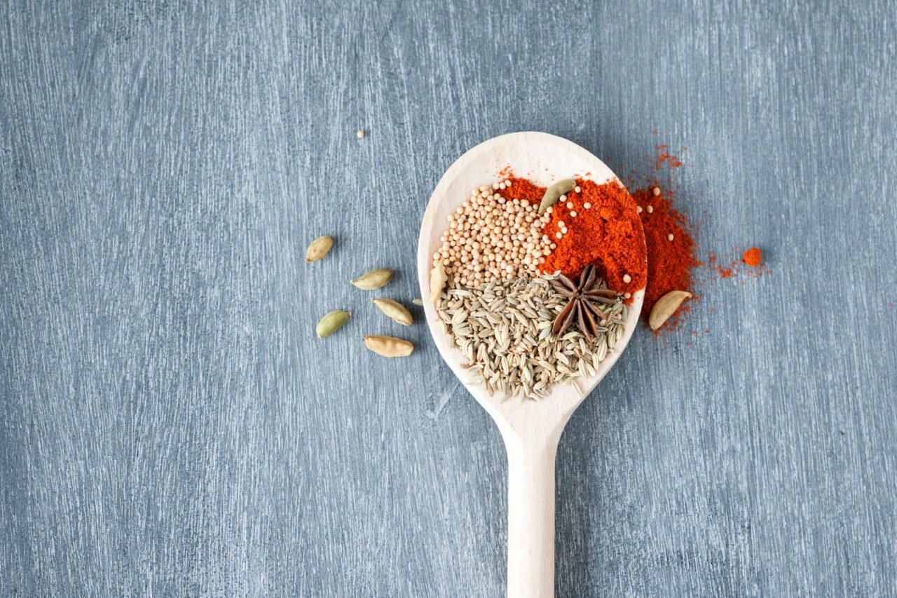 a spoonful of yellow seasoning powder