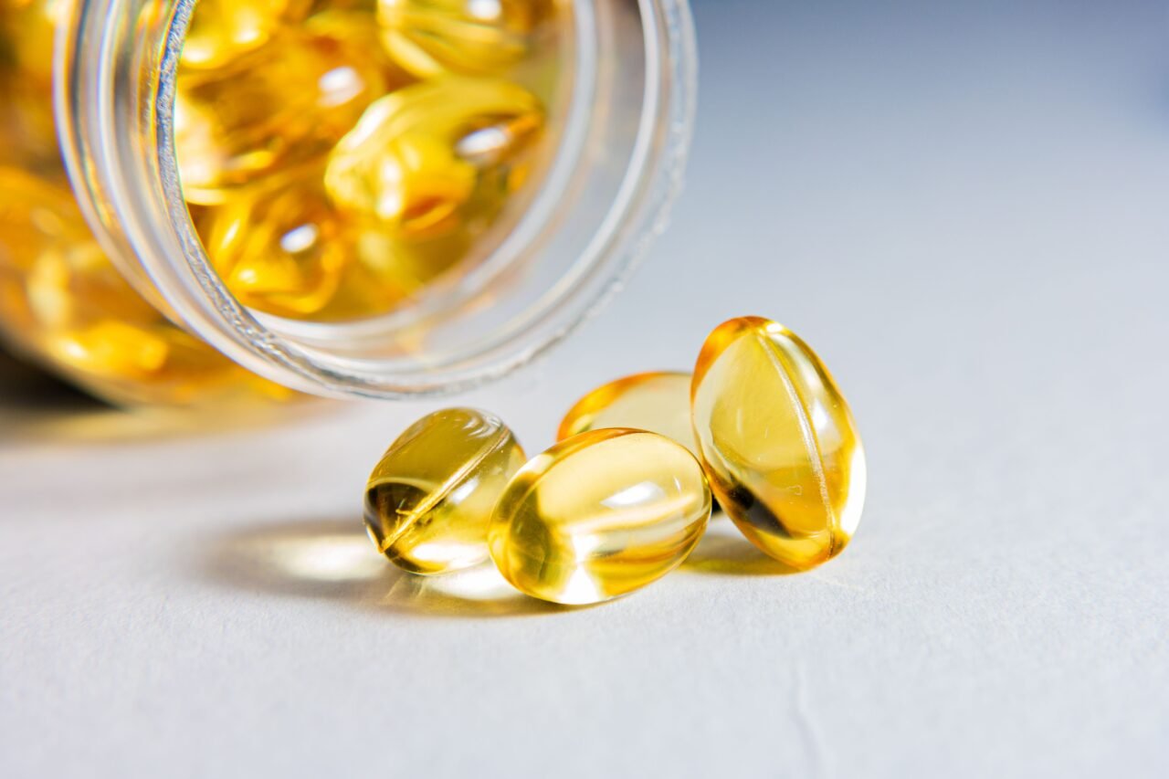 close-up of supplement capsules