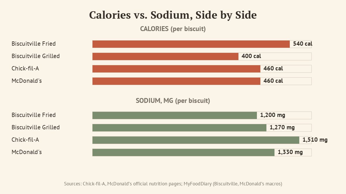 fast food breakfast biscuit calories and sodium comparison chart